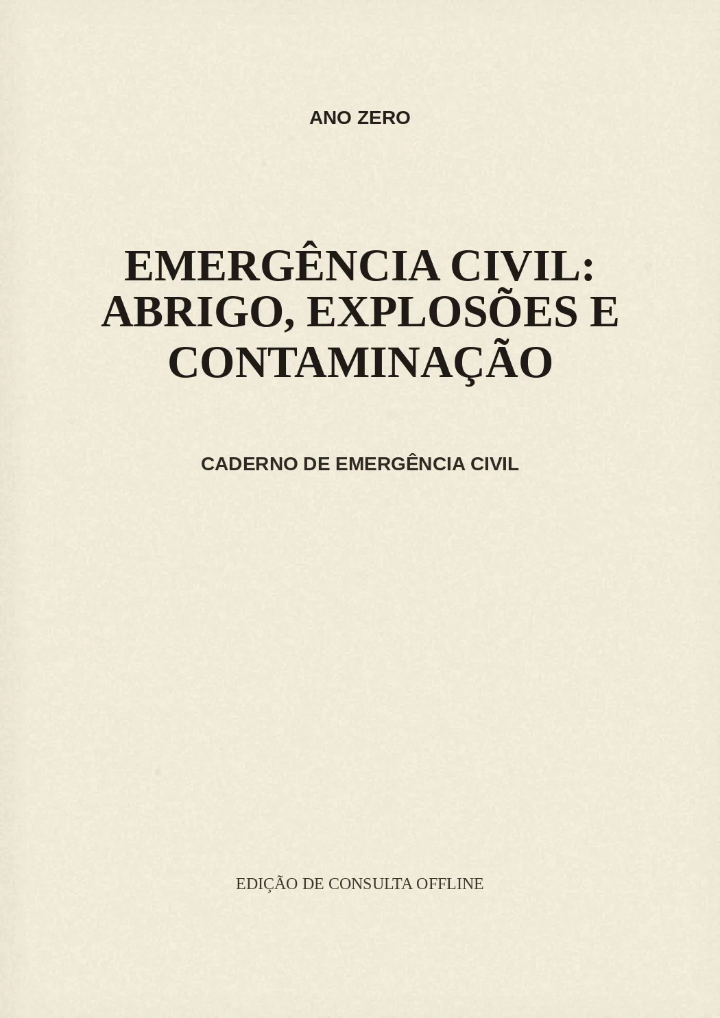 Capa de Emergência civil: abrigo, explosões e contaminação