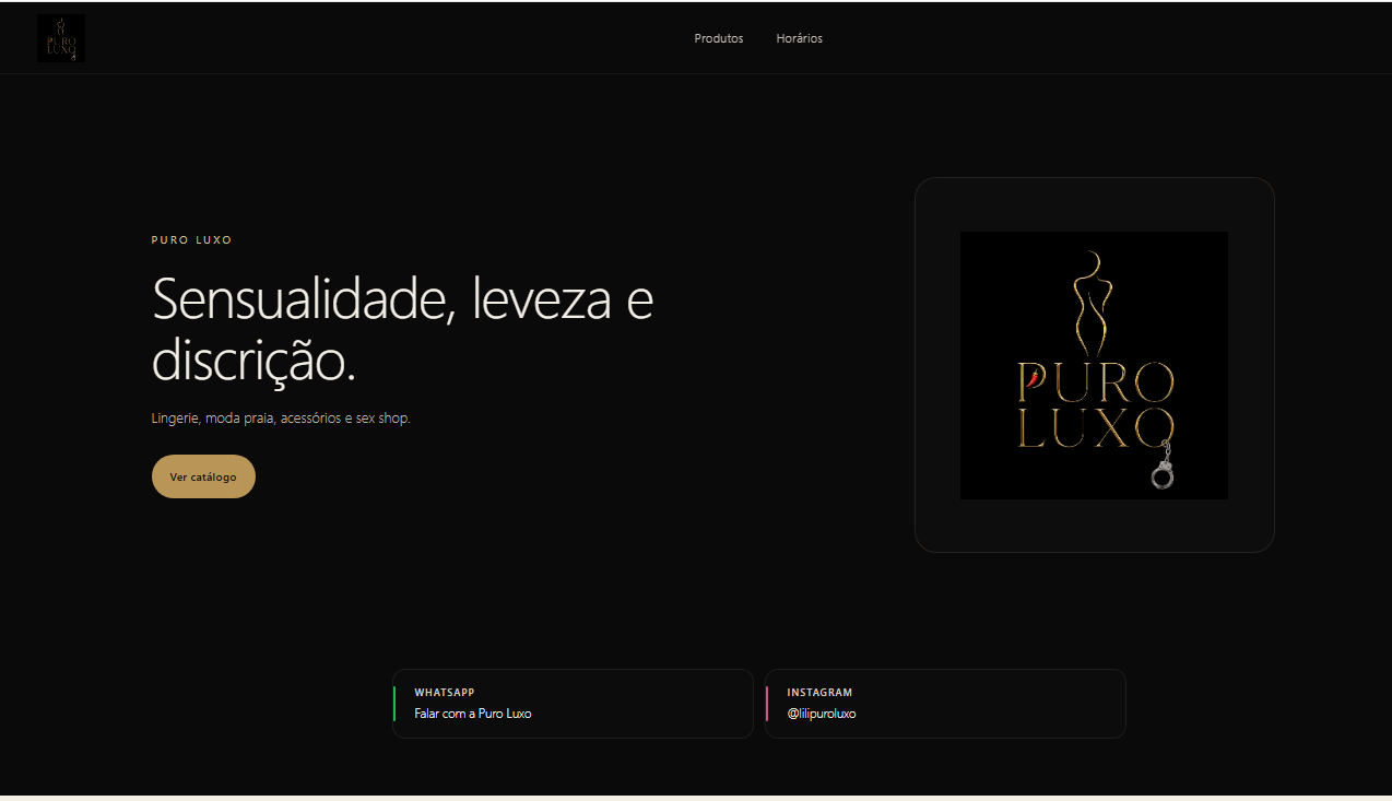Prévia real do site Puro Luxo
