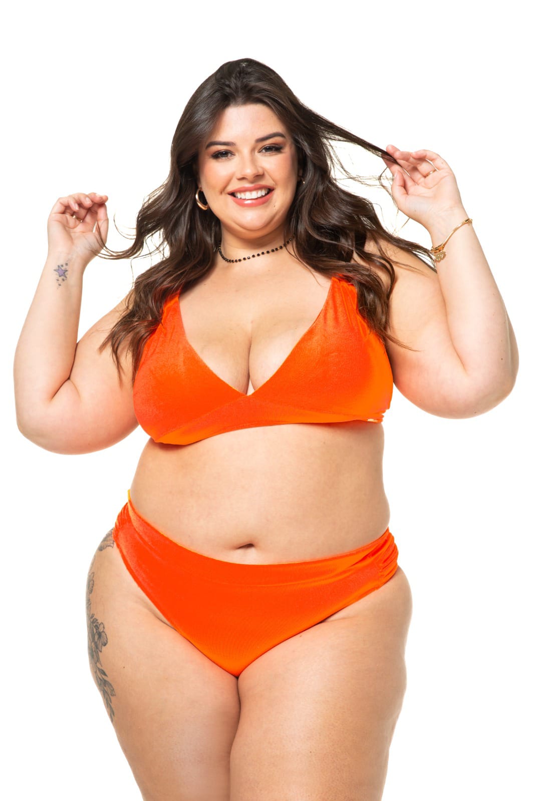 Biquíni laranja plus size