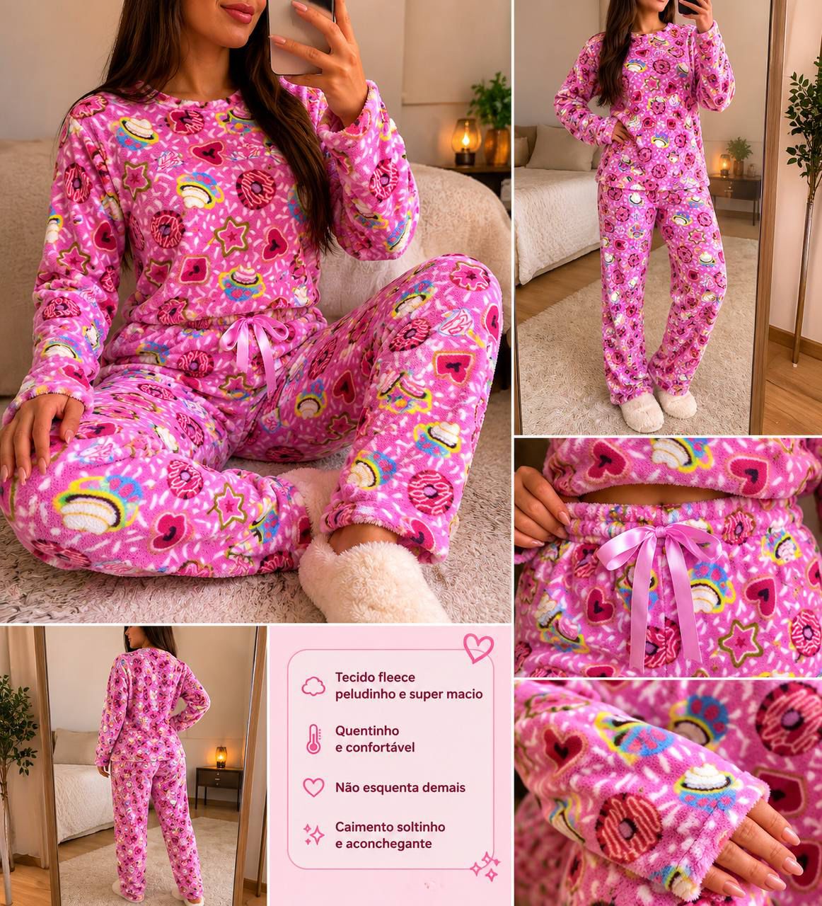 Pijama pink estampado