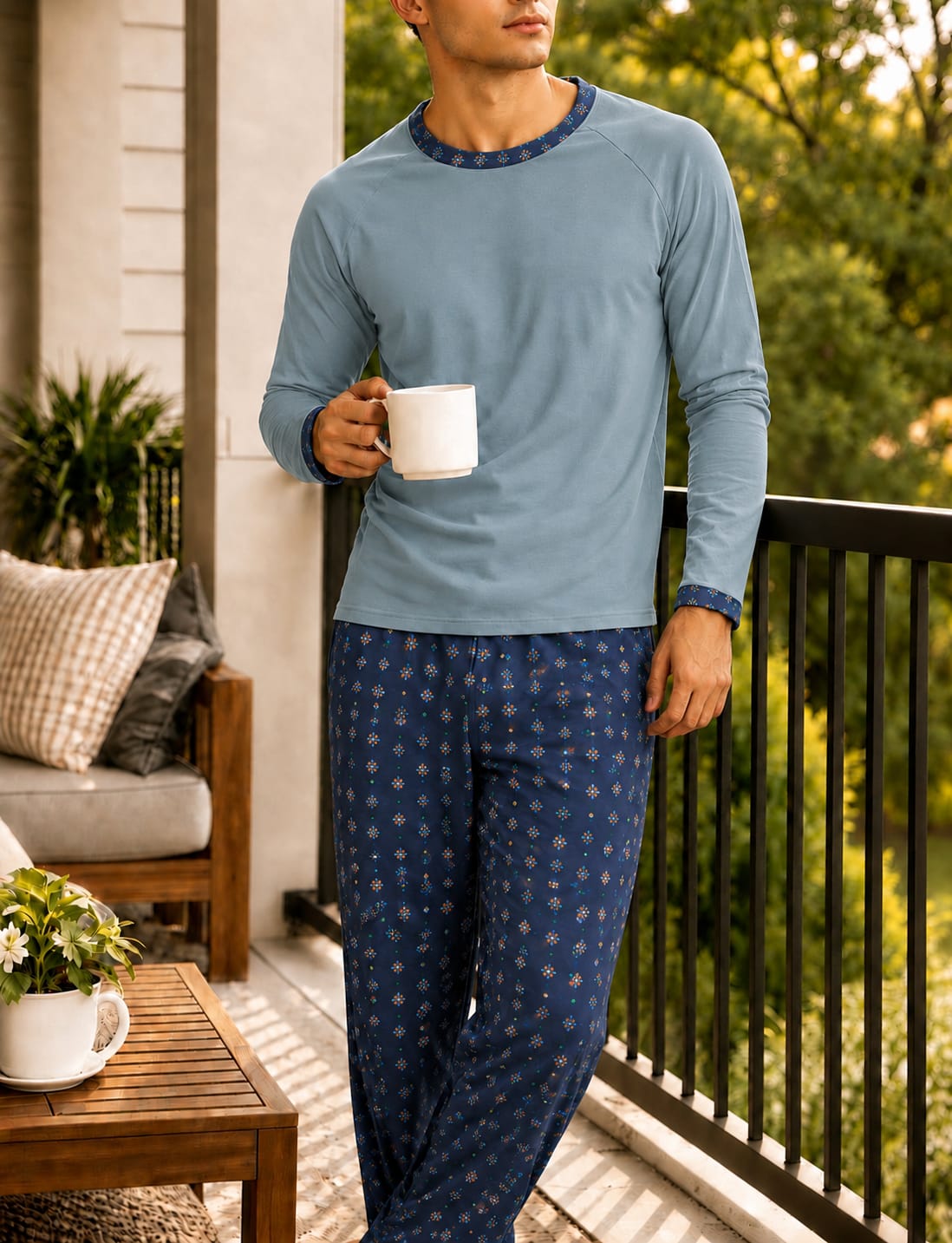 Pijama azul acinzentado