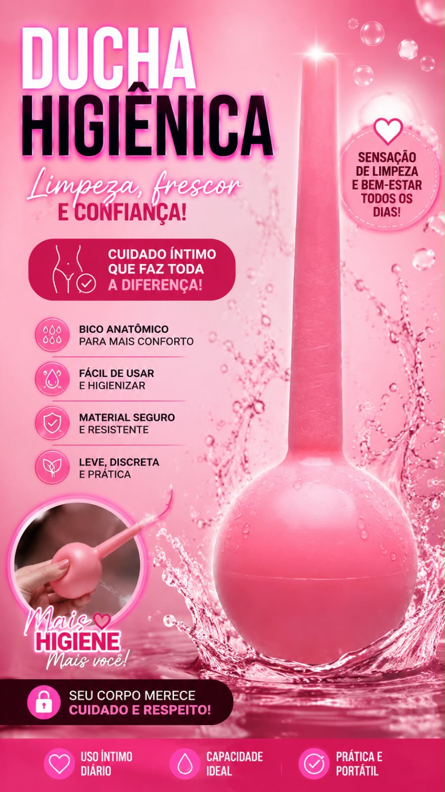 Ducha higiênica rosa